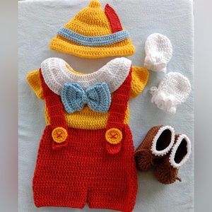 Pinocchio Crochet set for sale! Newborn size.